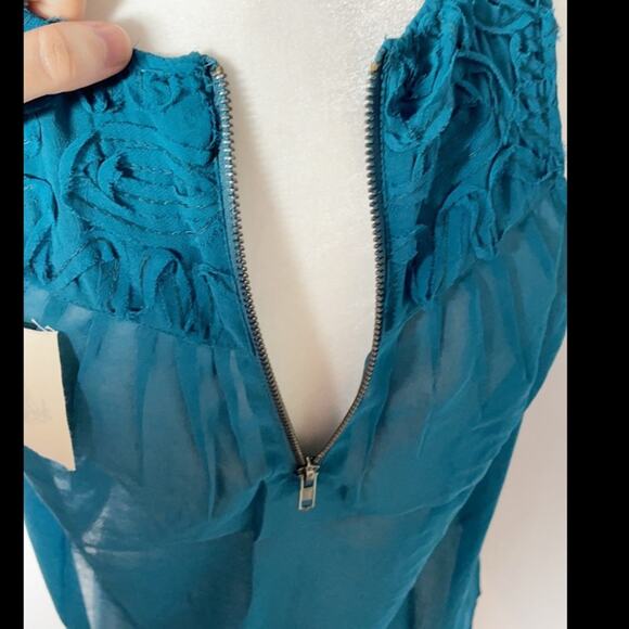 NWT chandi and lia teal blue sheer top - Picture 8 of 8